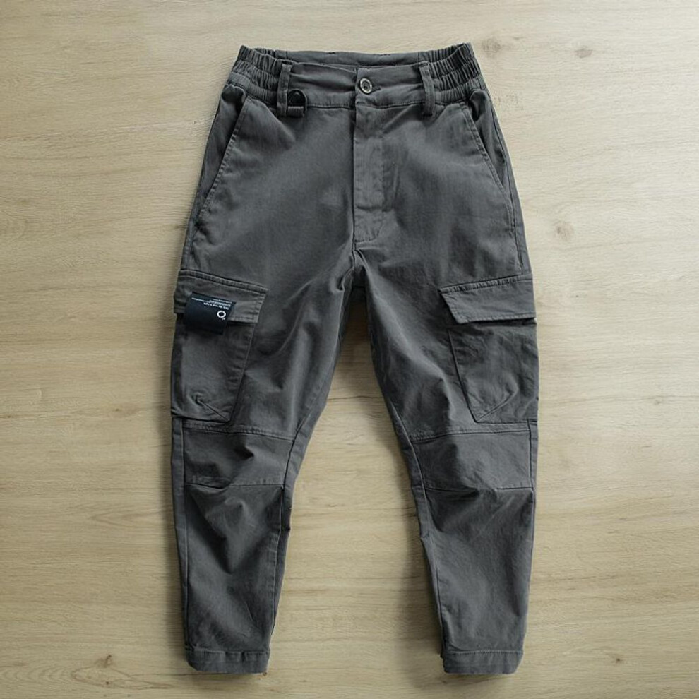 (gray, 2XL) Men's Multi-Pocket Overalls: New Spring & Autumn Styles, Japanese Trendy Loose Casual Work Pants, Youth Fashion, One-Piece Design.