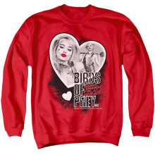 Trevco Sportswear BOP113-AS-2 Birds of Prey Heart Harley Adult Crewneck Sweatshirt, Red - Medium