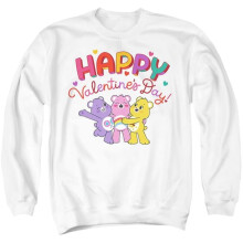 Trevco Sportswear CBR10040VAL-AS-6 Care Bears Happy Valentines Day Adult Crewneck Sweatshirt, White - 3X