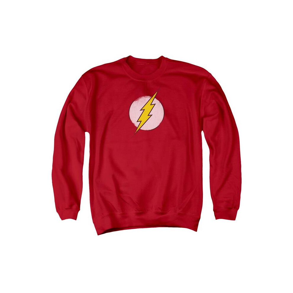 Trevco Sportswear DCO623-AS-4 DC Flash Rough Flash Logo Adult Crewneck Sweatshirt, Red - Extra Large-image-OPC-PGCNTDH-NEW