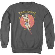 Trevco Sportswear DCO781-AS-1 DC Wonder Circle Adult Crewneck Sweatshirt, Charcoal - Small
