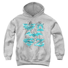 Trevco Sportswear DCSHG108B-YFTH-2 DC Superhero Girls Line Art Group Youth Hooded Sweatshirt, Athletic Heather - Medium