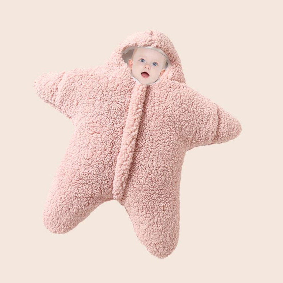 (pink, 7-12 months) Starfish Newborn Sleeping Bag & Jumpsuit - Cozy, Anti-Kick & Anti-Startle for Autumn/Winter