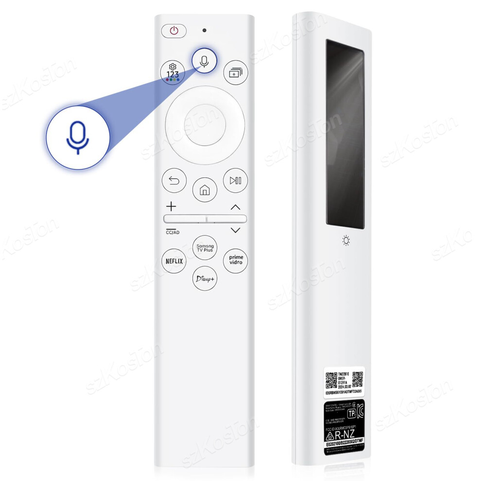 (White) Replacement Remote Control For Samsung Smart Tv Bn59-01385A Solar Charging Voice Remote For Samsung Tvs Neo Qled The Frame 4K 8K White