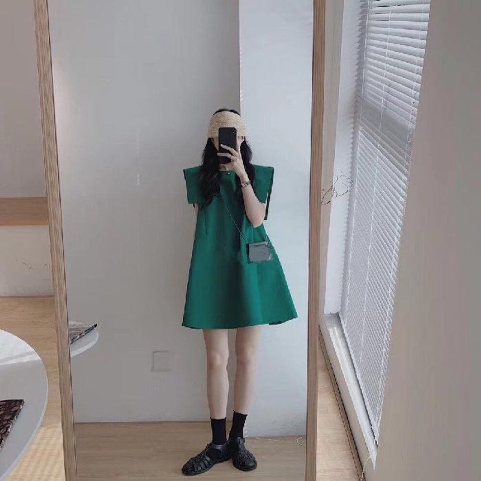 (green, 2XL) "2025 Women's Solid Color A-line Dress: Chic, Light, And Mature Style