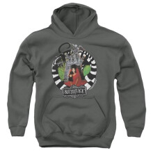 Trevco Sportswear WBM1528-YFTH-1 Beetlejuice Lydia with Worms Youth Hooded Sweatshirt, Charcoal - Small