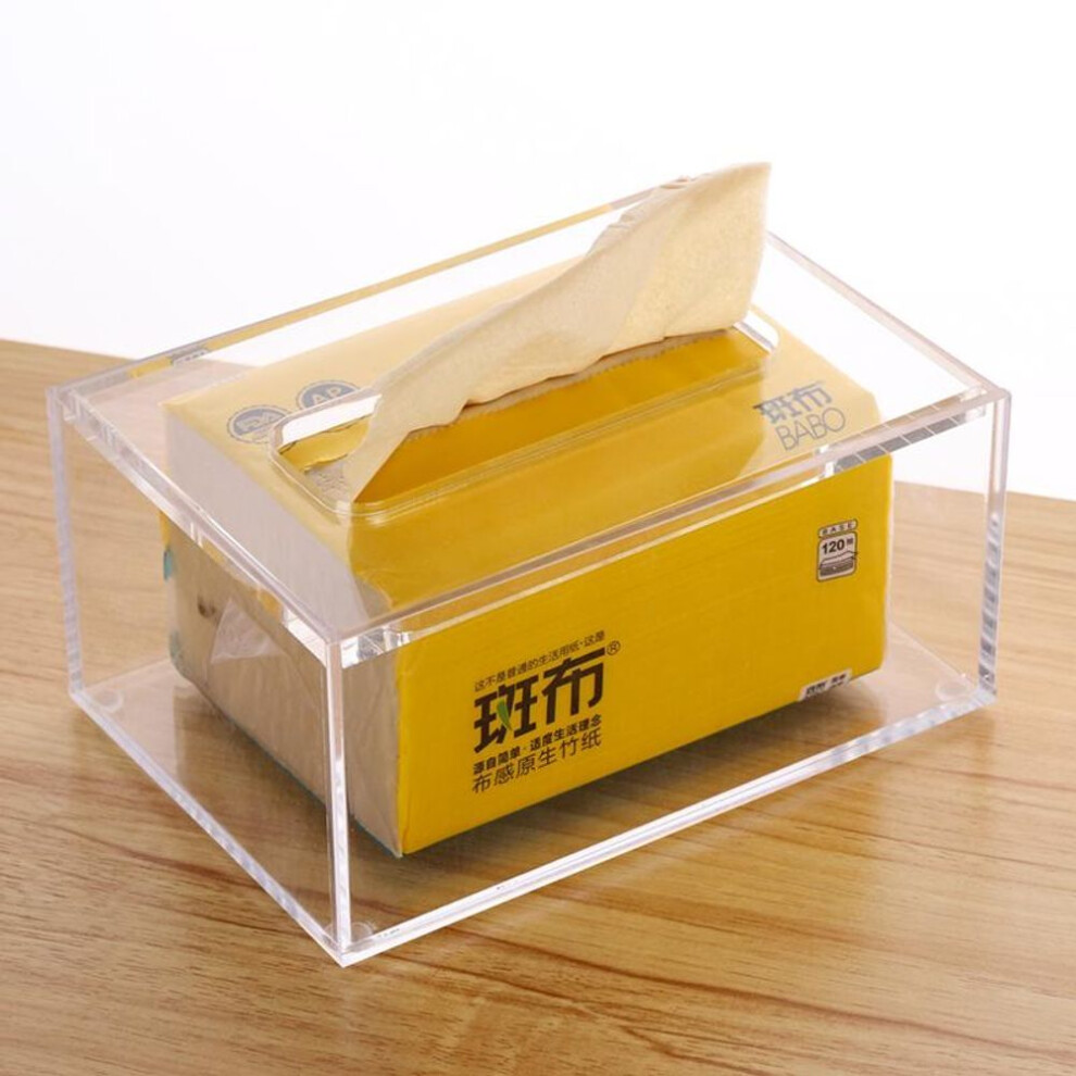 (Thick Large Cover [Fits tissues within 230*210mm]) Elegant Acrylic Tissue Box - Modern, Decorative Napkin Storage for Living Room