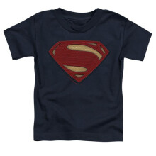 Trevco Sportswear BVS239-TT-3 Batman vs Superman Superman Costume Shield Toddler Short Sleeve T-Shirt, Navy - Large 4T