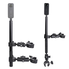 PellKing Motorcycle Mount kit for Insta360 One X4 X3 X2 RS- Double Clamps Handlebar Holder with 155cm Selfie Stick for Motorcycle and Bicycl