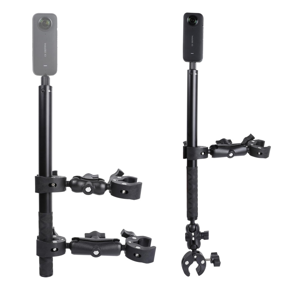 Pellking Motorcycle Mount Kit For Insta360 One X4 X3 X2 Rs- Double Clamps Handlebar Holder With 155Cm Selfie Stick For Motorcycle And Bicycl 709226675626