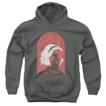 Trevco Sportswear WBT916-YFTH-3 Chilling Adventures of Sabrina Sabrina & Salem Youth Hooded Sweatshirt, Charcoal - Large