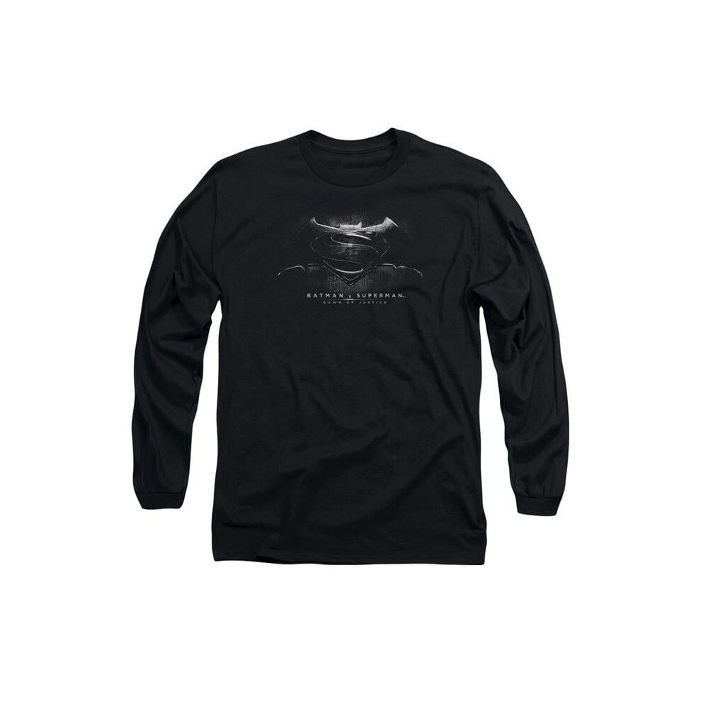 Trevco Sportswear BVS104B-AL-5 Batman vs Superman BW Logo Adult Long Sleeve T-Shirt, Black - 2X-image-OPC-PGCP7J7-NEW