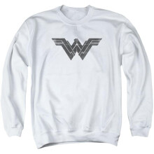 Trevco Sportswear BVS183-AS-2 Batman vs Superman Folded & Distressed Adult Crewneck Sweatshirt, White - Medium