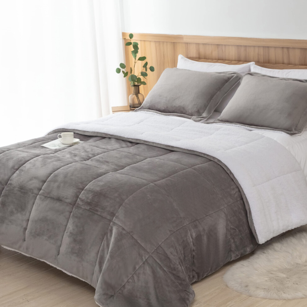 Ensemble de couette ultra-douce en sherpa Seward Park pour tr   s grand lit doux pour l'automne et l'hiver