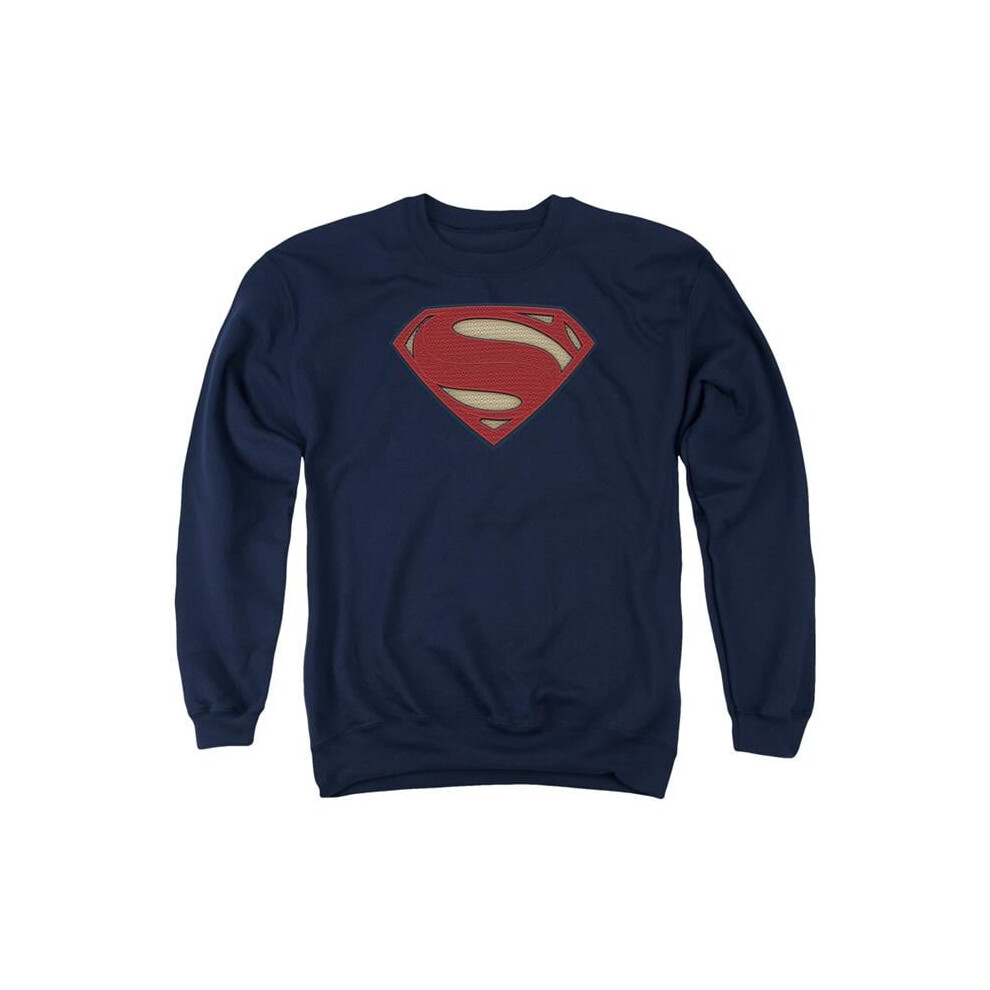 Trevco Sportswear BVS111-AS-2 Batman vs Superman Super Movie Logo Adult Crewneck Sweatshirt, Navy - Medium-image-OPC-PGCP8NJ-NEW