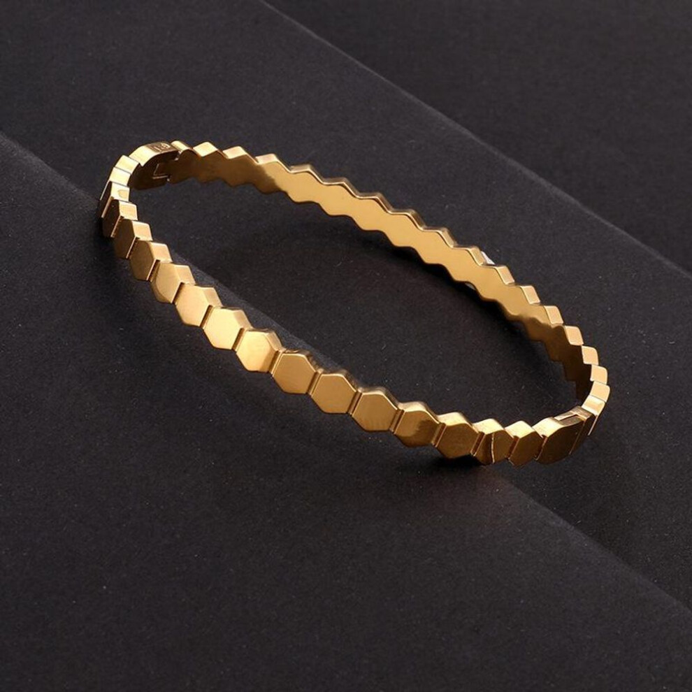 (gold, 18K) "high-grade Titanium Steel Honeycomb Geometric Bracelet - Women's Luxury Fashion Versatile Jewelry Accessory