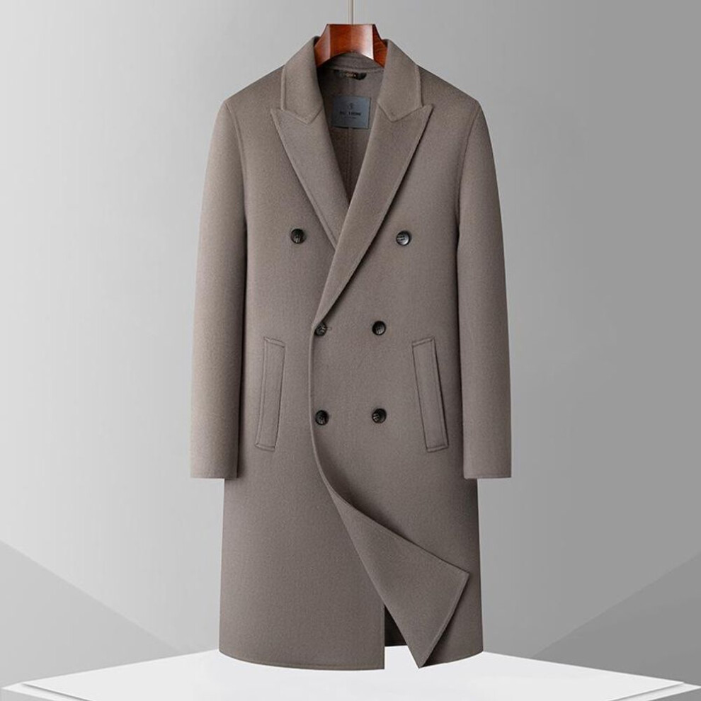 (apricot, XXL) Men's Handmade 100% Wool Double-Breasted Coat for Autumn/Winter