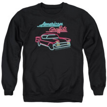 Trevco Sportswear UNI977-AS-2 American Grafitti Neon Adult Crewneck Sweatshirt, Black - Medium