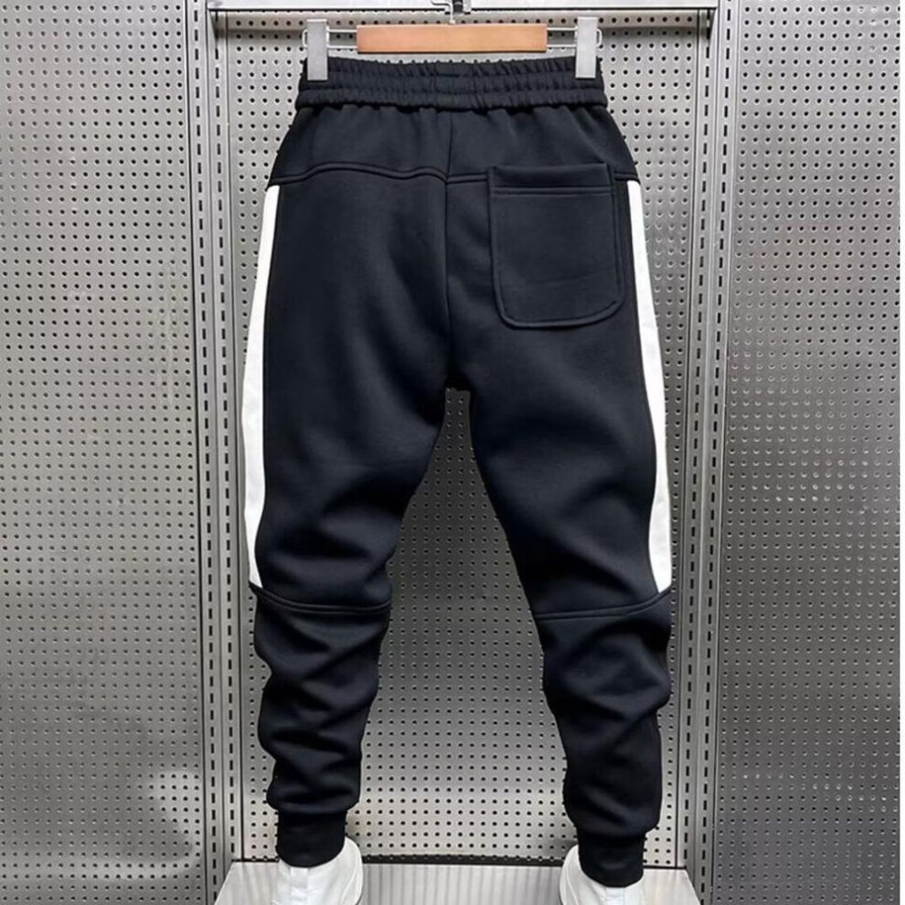 (black, M) "2024 Autumn Men's Casual Harem Sweatpants: All-Match Loose Fit with Cuffed Hem for a Trendy, Handsome Look