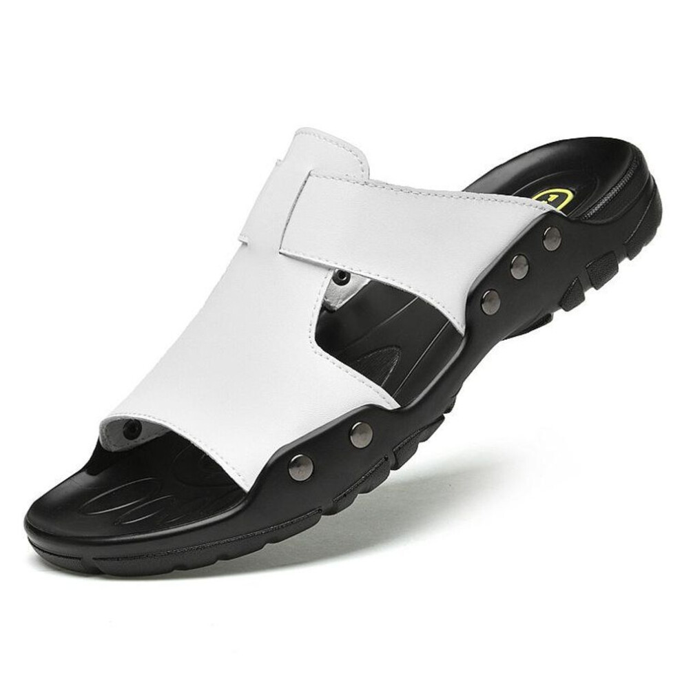 (white, 48) "trendy Extra Wide Leather Sandals & Flip Flops For Men - Sizes 45 To 52