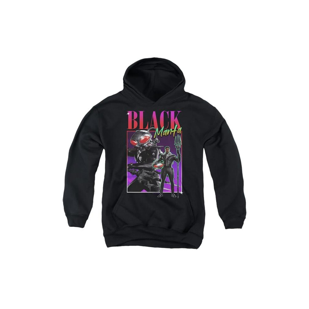 Trevco Sportswear AQUA10006-YFTH-1 Aquaman & The Lost Kingdom 90s Style Black Manta Youth Hooded Sweatshirt, Black - Small-image-OPC-PGCPDY5-NEW