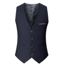 (M, Navy Blue) Plus Size Men's Slim Fit Suit Vest Tops For Business, Wedding, Formal Or Casual Waistcoat Single-breasted Waist Coats