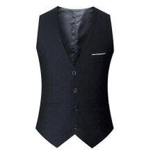 (M, Black) Plus Size Men's Slim Fit Suit Vest Tops For Business, Wedding, Formal Or Casual Waistcoat Single-breasted Waist Coats