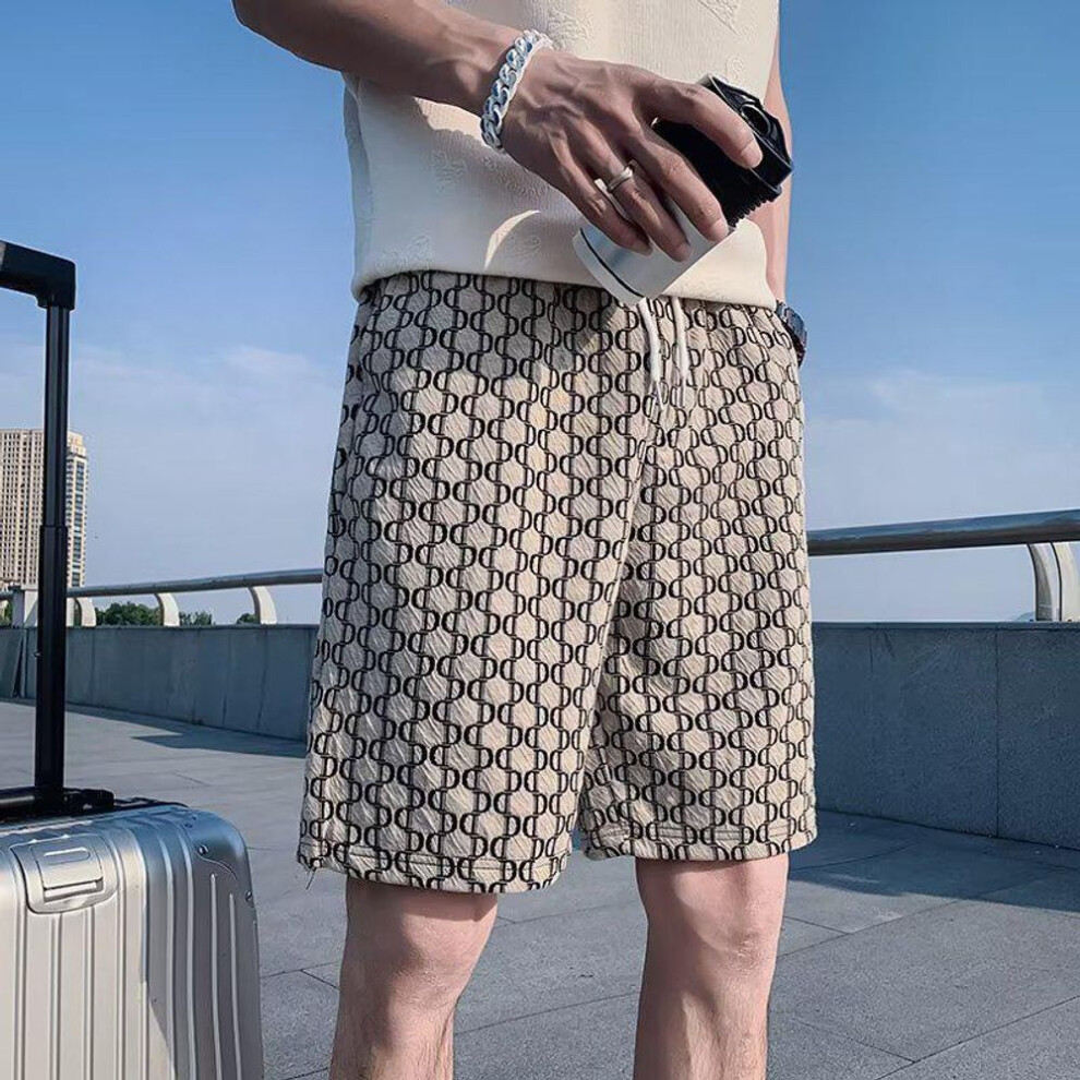 (khaki, L) 2023 Men's Trendy Mid-Length Casual Sweatpants - Summer Fashion 5-Point Shorts