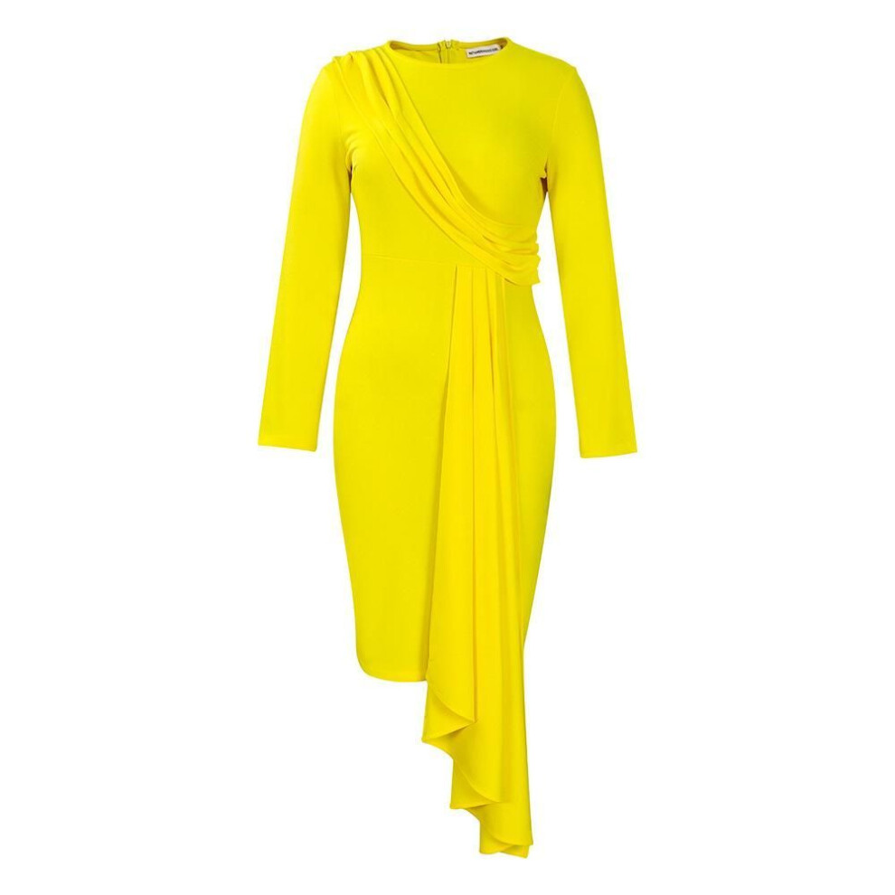 (yellow, XL) Autumn 2023 Elegant OL Long Sleeve Pencil Skirt with Celebrity Style for Women - Large Size, African Dress.