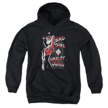 Trevco Sportswear BM2635-YFTH-4 Batman Bad Girl Youth Hooded Sweatshirt, Black - Extra Large