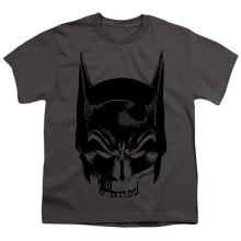 Trevco Sportswear BM3441-YT-1 Batman Skull On Gray Youth Short Sleeve T-Shirt, Charcoal - Small