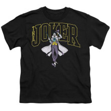 Trevco Sportswear BM3478-YT-2 Batman Joker Varsity On Black Youth Short Sleeve T-Shirt, Black - Medium