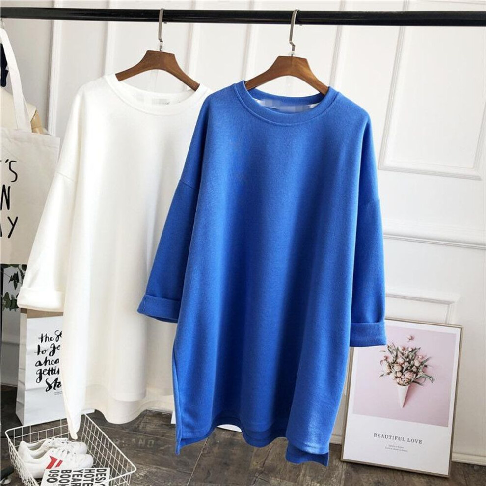 (royal blue, M) "Women's Loose Mid-Length Maternity T-Shirt - Long-Sleeved 2023 Autumn/Winter Collection
