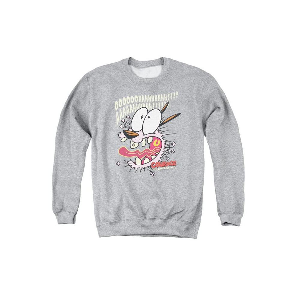 Trevco Sportswear CN124-AS-1 Courage The Cowardly Dog Scaredy Dog Adult Crewneck Sweatshirt, Athletic Heather - Small-image-OPC-PGCPK2T-NEW