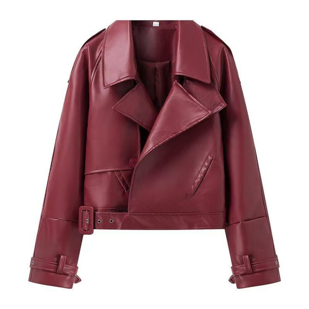 (wine red, M) "2024 Spring Women's Street Fashion Leather Jackets - European & American Style