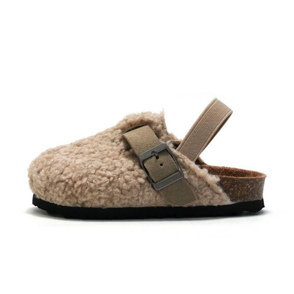 (apricot, 24) Ruizu Children's Cork Sandals: Autumn/winter Suede Slip-ons For Boys & Girls, Warm And Durable For Outdoor Wear