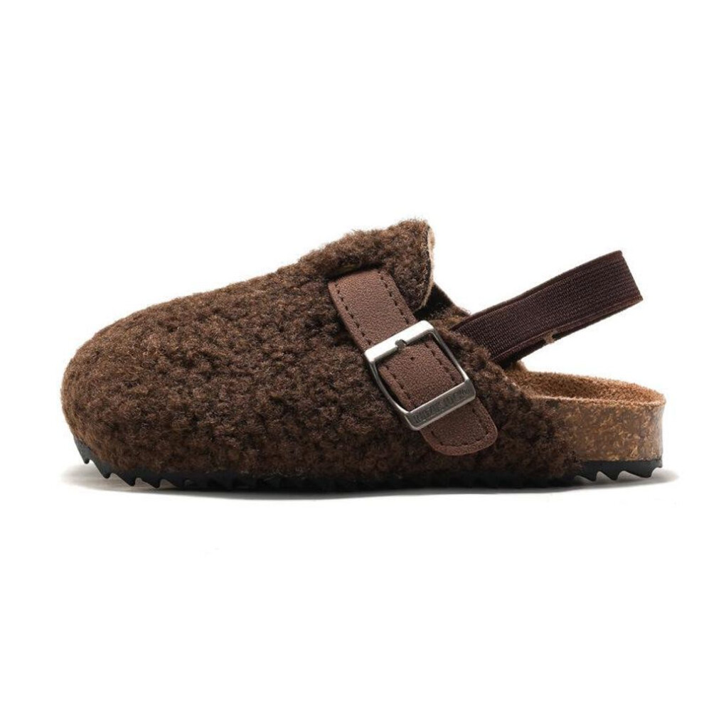 (coffee, 20) Ruizu Children's Cork Sandals: Autumn/winter Suede Slip-ons For Boys & Girls, Warm And Durable For Outdoor Wear
