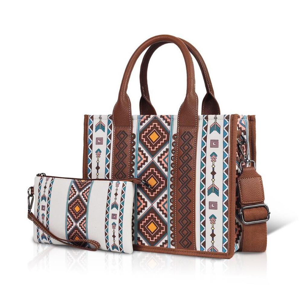 (white, 27*11.5*22+14 cm) 2025 Bohemian Large-Capacity Crossbody Tote Bag for Women