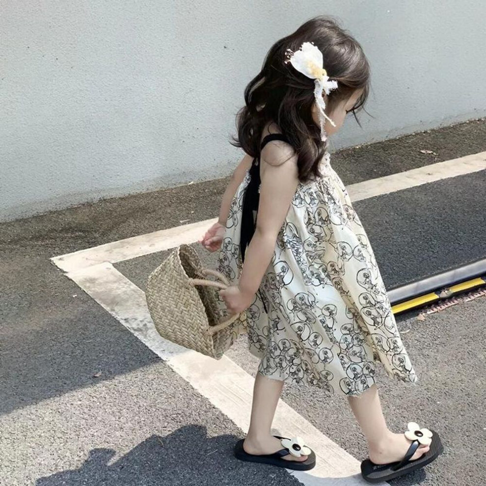 (Size 90) Stylish Summer Skirt & Vest Set with Suspenders for Baby Girls - New Printed Holiday Design