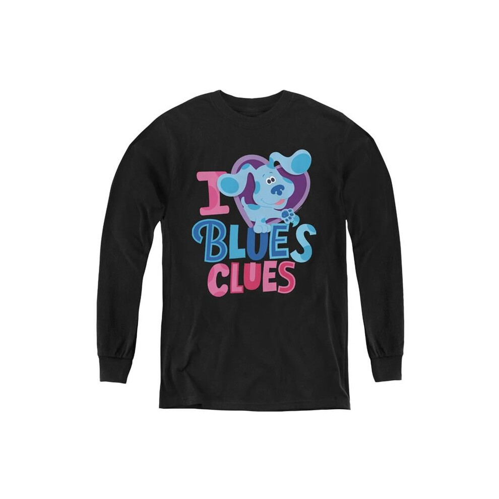 Trevco Sportswear NICK404-YL-3 Blues Clues & You I Heart Blue Long Sleeve Youth T-Shirt, Black - Large-image-OPC-PGCPQVF-NEW