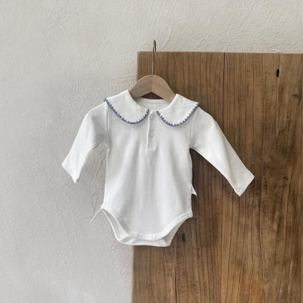 (off-white, 80 cm) Newborn A-Type Cotton Jumpsuit with Lapel for Boys & Girls - Perfect for Spring & Autumn