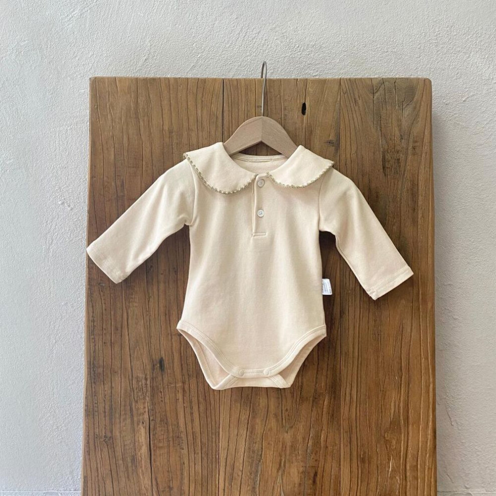 (light apricot, 90 cm) "newborn A-type Cotton Jumpsuit With Lapel For Boys & Girls - Perfect For Spring & Autumn