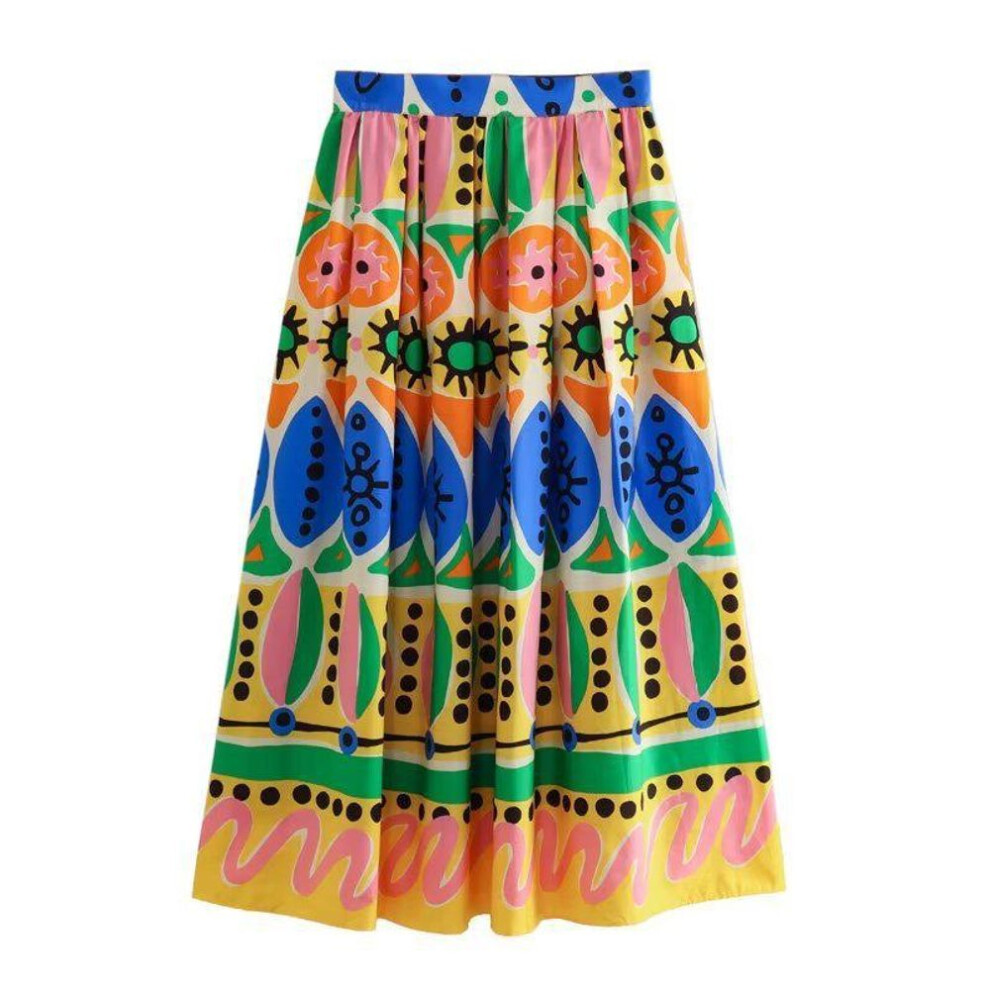 (S) "2023 Summer Halter Neck Backless Printed Skirt & Vest Set For Women