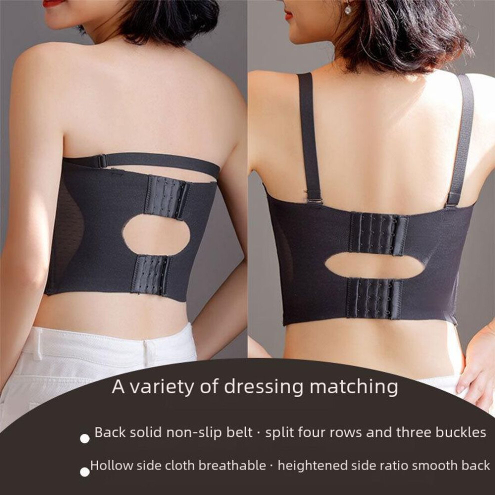 (black, L) "women's Strapless Non-slip Bra: Gathered, Anti-sagging Tube Top For Large And Small Busts, Summer Invisible Design