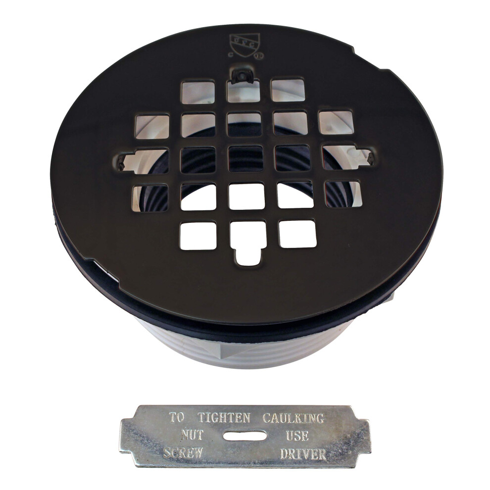 Westbrass A206p-12 2"" No-Caulk Pvc Compression Shower Drain With 4-1/4"" Round Grid Cover 1-Pack Oil Rubbed Bronze 673604349280