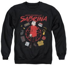Trevco Sportswear WBT947-AS-3 Chilling Adventures of Sabrina Circle Adult Crewneck Sweatshirt, Black - Large