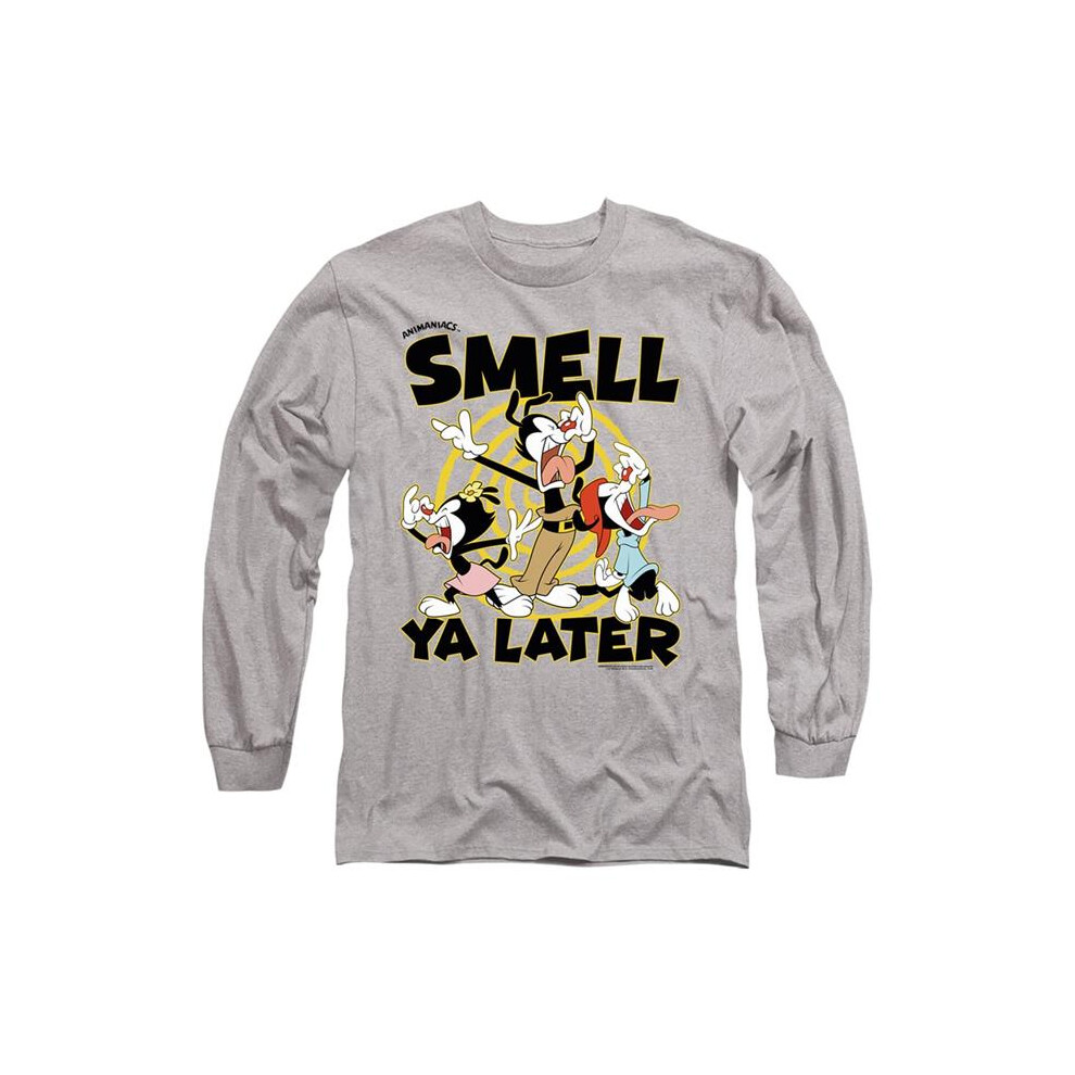 Trevco Sportswear WBT972-AL-2 Animaniacs Smell Ya Later Adult Long Sleeve T-Shirt, Athletic Heather - Medium-image-OPC-PGCPZWR-NEW