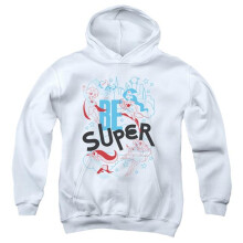Trevco Sportswear DCSHG105-YFTH-2 DC Superhero Girls Be Super Youth Hooded Sweatshirt, White - Medium
