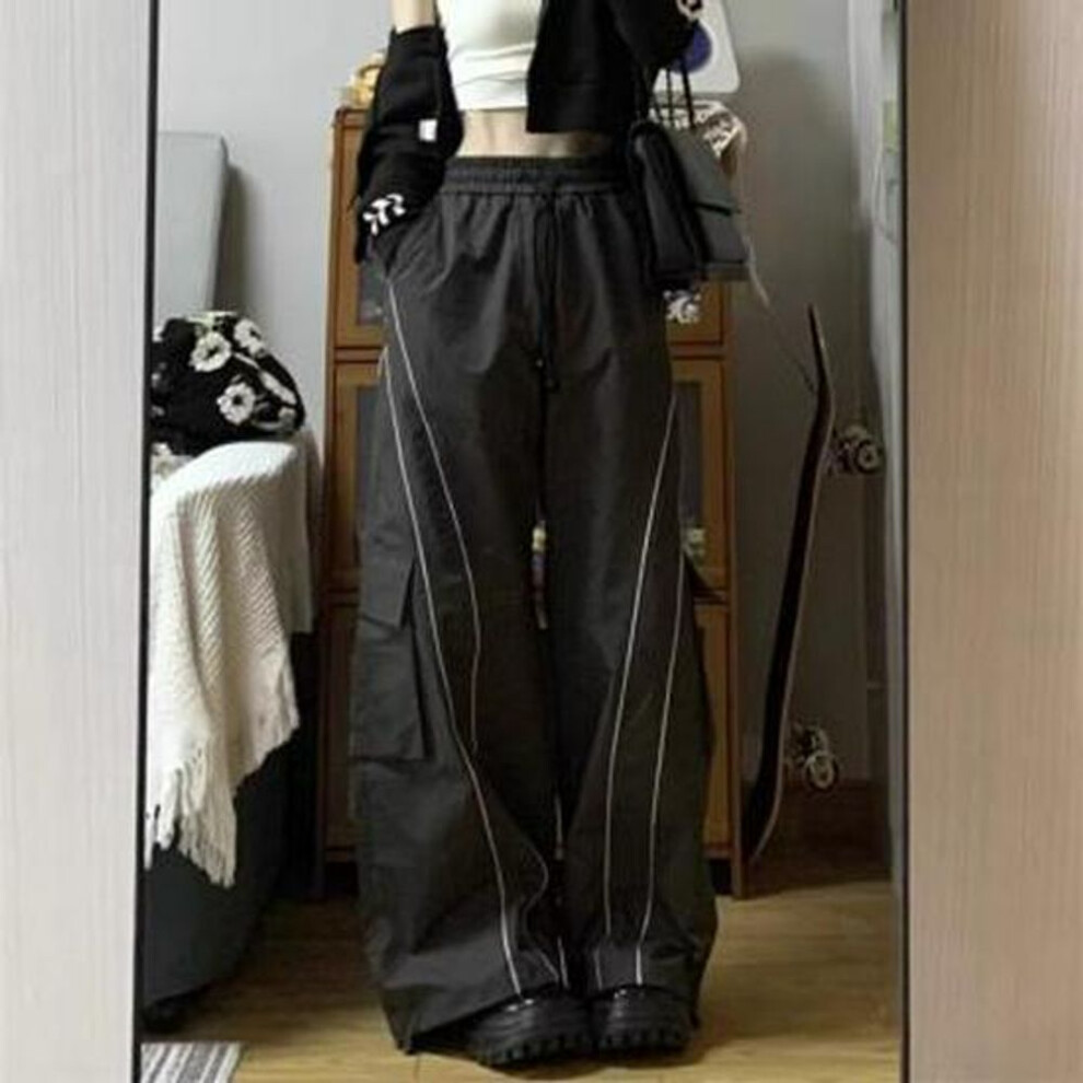 (black, 4XL) Men's 2023 Fashion High Street Retro Wide-leg Overalls