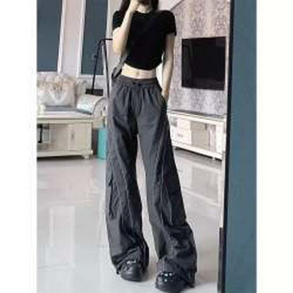 (gray, M) Men's 2023 Fashion High Street Retro Wide-leg Overalls